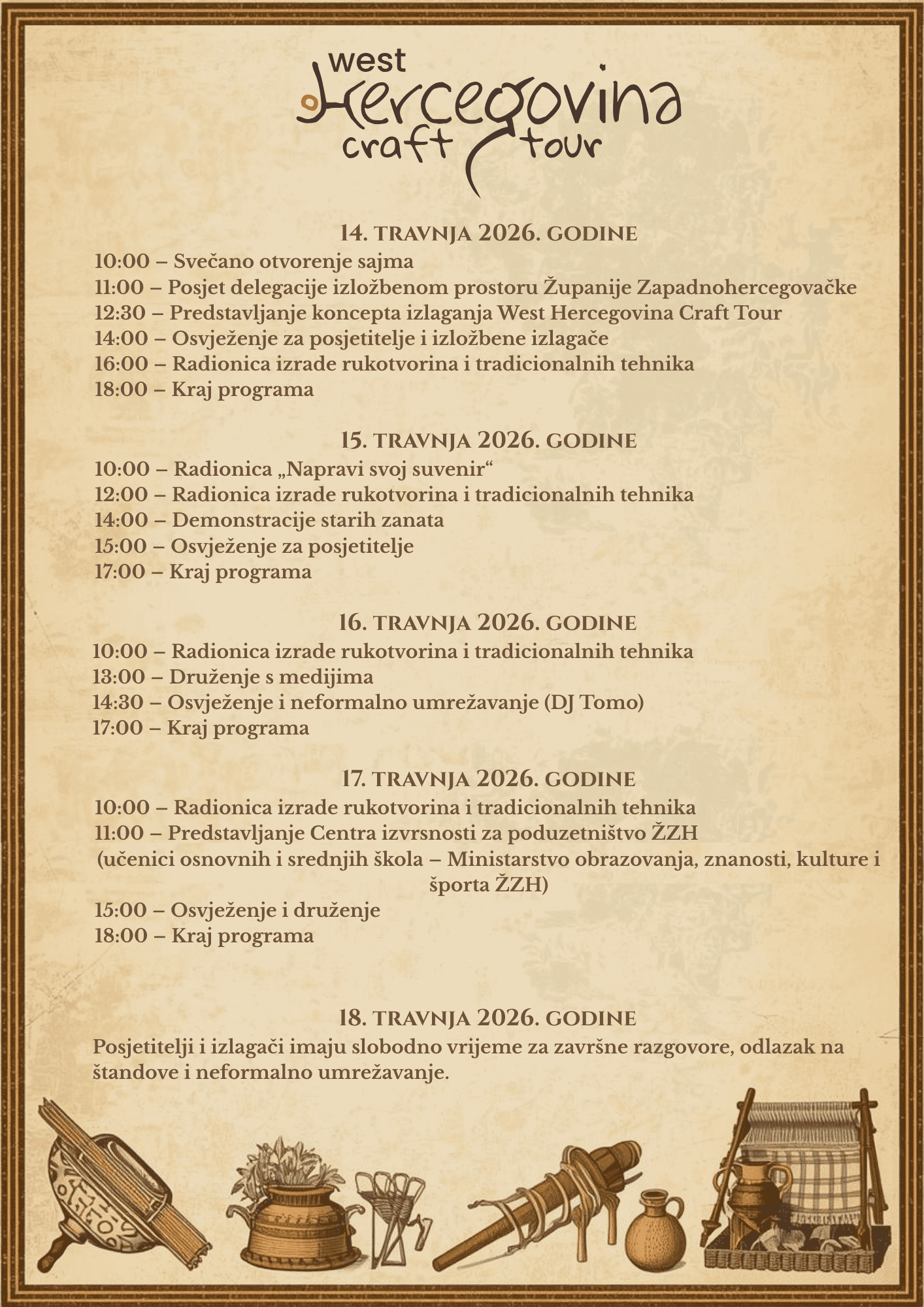 raspored west hercegovina craft tour optimized